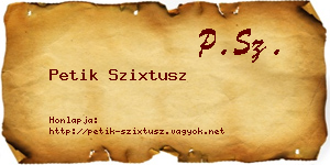 Petik Szixtusz névjegykártya